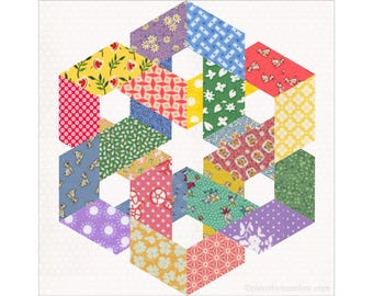 Hexagonia Celtic Knot Quilt Block Pattern, Paper Piecing, 12 inch block (PDF Download)