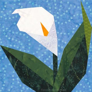Motif de blocs de courtepointe Calla Lily, rattache en papier (FPP), blocs de 6 et 12 pouces (téléchargement PDF)