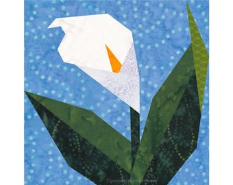 Calla Lily Quilt Block Pattern, Paper Piecing (FPP), 6 & 12 inch blocks (PDF download)