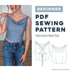 Cleo Cowl Neck Top Beginner PDF Sewing Pattern