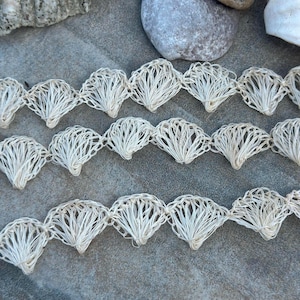 Encaje de ganchillo de concha de abacá hecho a mano, adorno de cuerda de cáñamo DIY