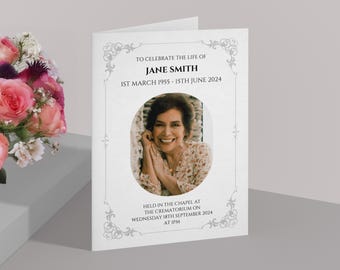 Elegant Funeral Program Template: Celebration of Life (A5 Editable Canva)