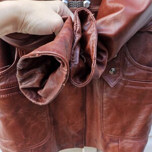 Vintage Brown Genuine Leather Coat Real Fox Fur Collar Removable Rabbit Fur Lining Belted Women's Winter Jacket S/M image 18