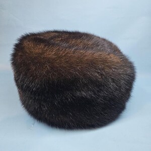 Brown Real Ranch Mink Fur Brin Hat With Velvet Bow Accent 21 1/2\