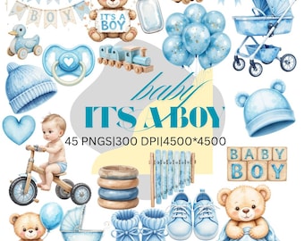 Baby Boy Clipart: 45+ Blue Nursery PNG Illustrations (Digital Download)