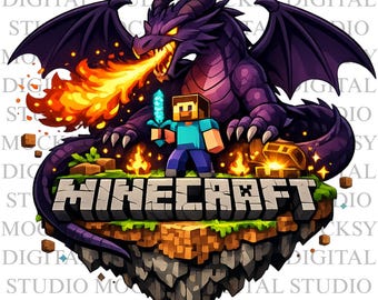 Craft Mine Dragon PNG, Block Fantasy Art, Game Style Graphics, Fire Dragon Design
