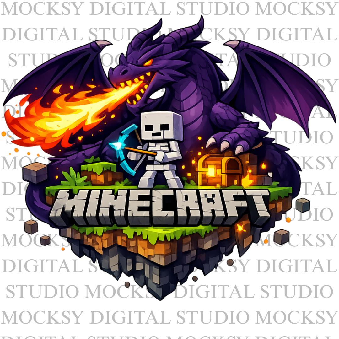 Craft Mine Dragon PNG, Block Fantasy Art, Game Style Graphics, Fire ...