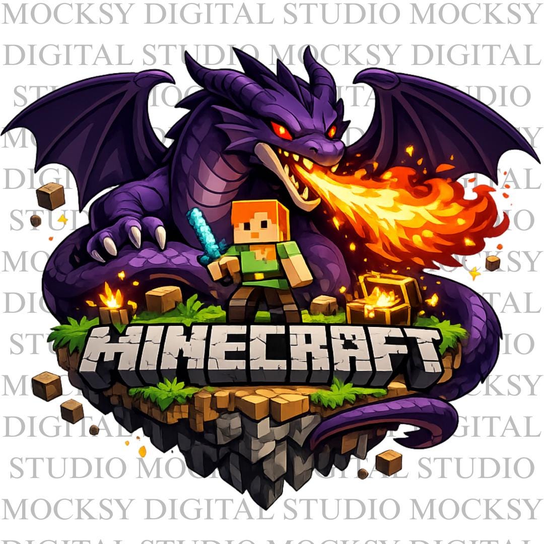 Craft Mine Dragon PNG, Block Fantasy Art, Game Style Graphics, Fire ...