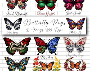 Motywacyjny motyl PNG, inspirująca sztuka cytatów, kwiatowe wzory natury, grafika promująca pozytywne nastawienie