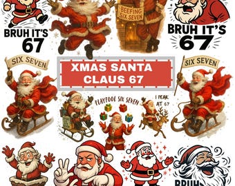 Funny Santa 67 Clipart PNG Set, Meme Christmas Graphics