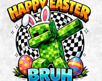 Gamer Easter PNG, Pixel Character, Retro Happy Easter Design (Digital Download)
