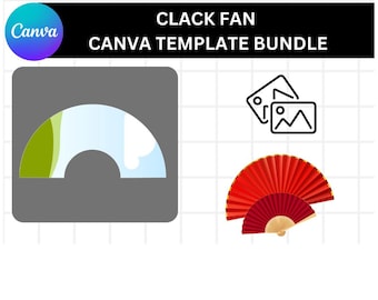 Clack Fan Template |Editable + Printable Canva Template | 25&quot; Chinese Fan Template | Sublimation Fan Template