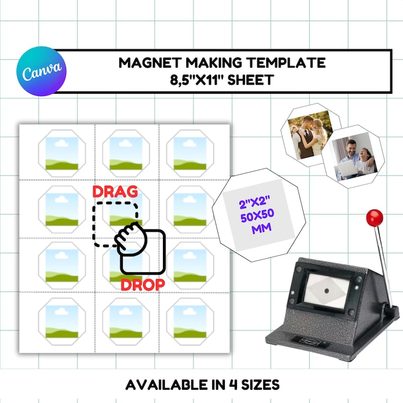 2x2 Square Fridge Magnet Template: Canva Editable (digital Download) - Etsy