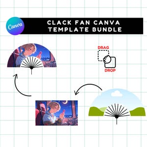Clack Fan Template |Editable + Printable Canva Template Festival Hand Fan, Sublimation Fan Template Custom Clack Fan Mockup Sublimation Fan