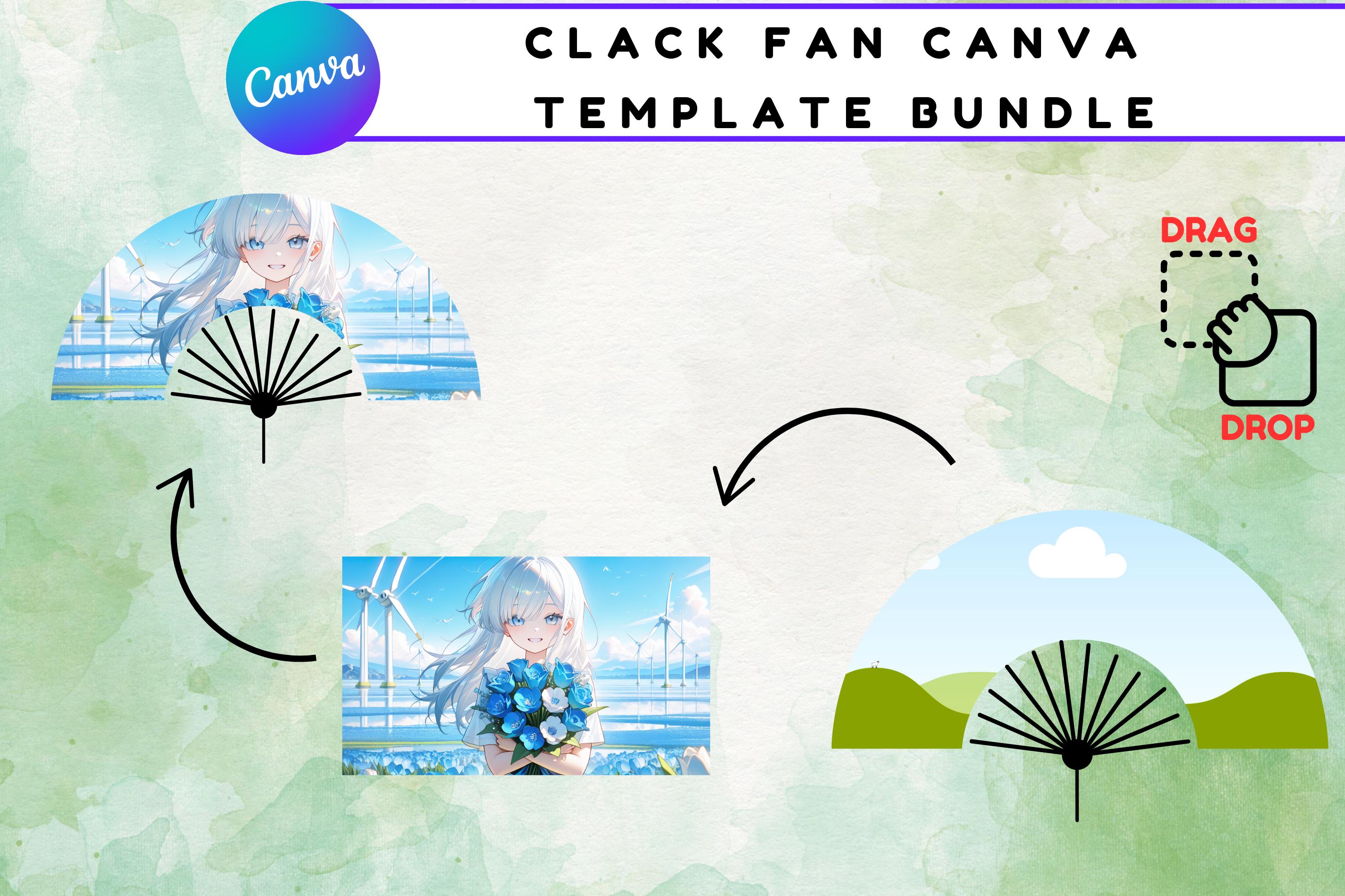 Editable Clack Fan Template | Sublimation Hand Fan, DIY Canva Design ...