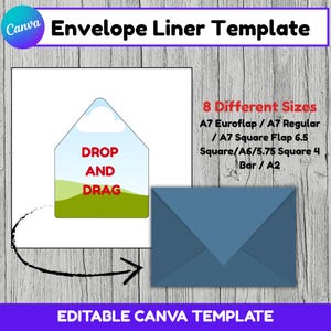 Plantilla editable para forro de sobre: Forro de sobre fácil y totalmente personalizable, forro de sobre para fotos (8 tamaños populares) (Descarga digital de Canva)
