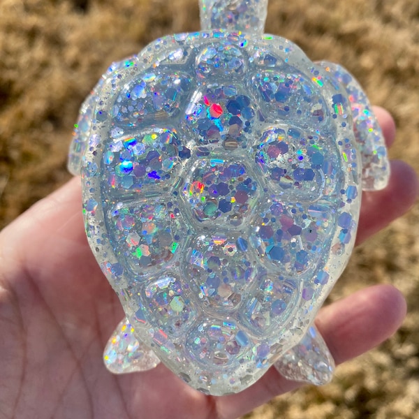 Holographic Turtle Jewelry Box/Sea Turtle Gift/Bedside Jewelry Holder/Unique Bridesmaid’s Gift/Beach Themed Decor/Turtle Themed Decor