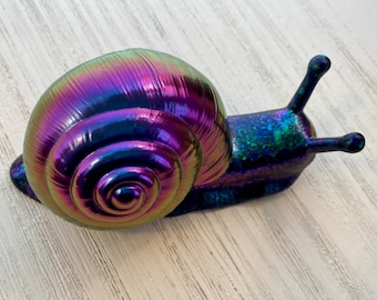 Purple and Green Color Shifting  Resin Snail Figurine/Cottagecore/Forestcore/Unique Gift/Dorm Decor/Snail Paperweight/Office Desk Decor