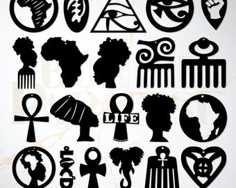 21 Earrings Bundle SVG, Afro Comb Svg, Afro Pick Svg, Afro Svg, Earrings Afro Svg, Black Woman Svg, Black History Month Svg, Cricut Cut File