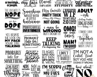Sarkastische Zitate SVG-Bundle | Lustige freche Sprüche, Cricut & Silhouette (Digitaler Download)