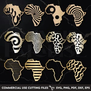 12 Afrika Bundle SVG PNG, afrikanische Kunst digitaler Download, schwarze Geschichte Monat Clipart, Stammes Afro Designs, Afrika Karte Silhouette, Vektor