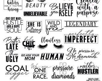 Paquete SVG de 60 citas inspiradoras: motivacionales, con citas, con frases, inspiradoras, positivas y de ajetreo.