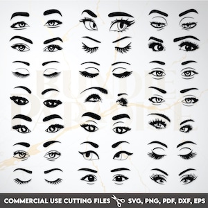 28 Augen Bundle SVG, Schöne Augen Halskette, Wimpern SVG, Frau Gesicht SVG, Augenbrauen SVG, Schönheit SVG, Mascara SVG, Mode SVG, Glam