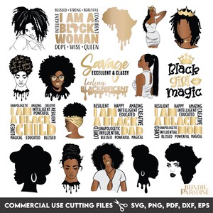 20 Black Woman SVG PNG Bundle | Afro Woman Digital Art | Melanin Queen Clipart | African American Woman Graphics | Black Girl Magic Files