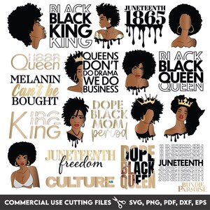 20 Afro Designs Bundle, Kings and Queens SVG Bundle, Black King, Queen Clipart, African American Crown Cut Files, Melanin SVG, Cricut Design