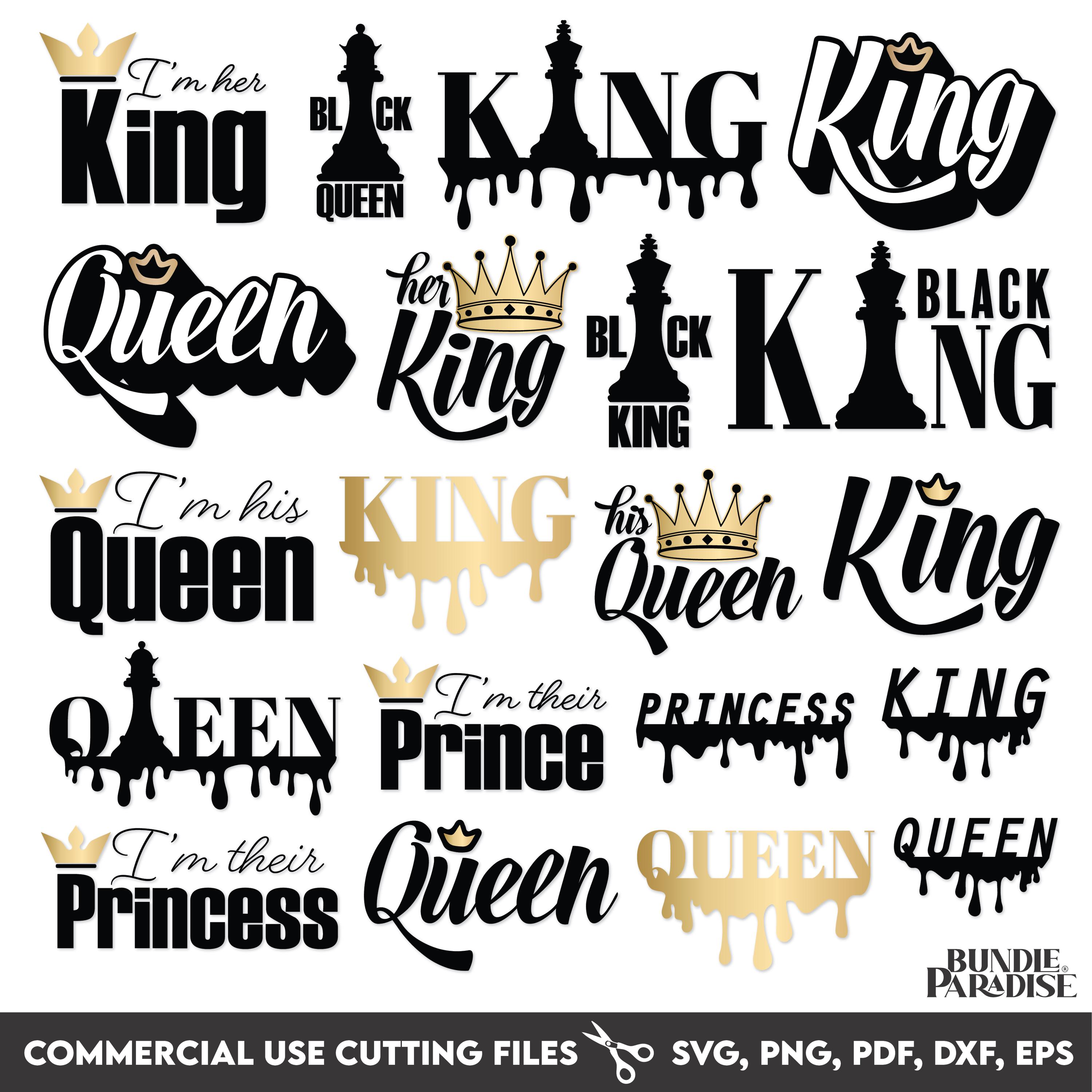 20 Kings And Queen Bundle SVG, African American SVG Files, Black King Queen Clipart, Crown SVG, Melanin Pride Cut Files, Digital Download