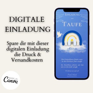 Bautismo, comunión, confirmación, invitación digital, plantilla Canva, invitación de WhatsApp, con video