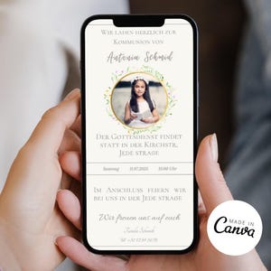 Invitation baptême ou communion, modèle save the date, modèle WhatsApp Canva, invitation personnalisable également pour inscription scolaire communion