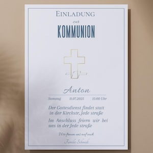 Comunhão, crisma, batismo, matrícula escolar, convite DinA6 template Canva, cartão de batismo, personalizável