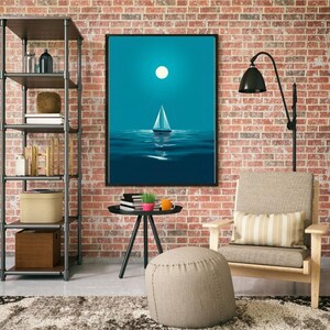 Teal Kunstdruck/Gemälde in transformativem blau, maritimes für Hotel, Büro und zu Hause, Poster, Wallart Sofort Download