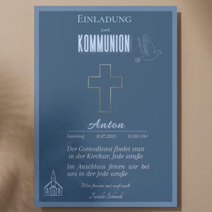 Comunhão, Confirmação, Convite DinA6 Template Canva, Cartão de Batismo, Convite Personalizável também para matrícula escolar ou Comunhão