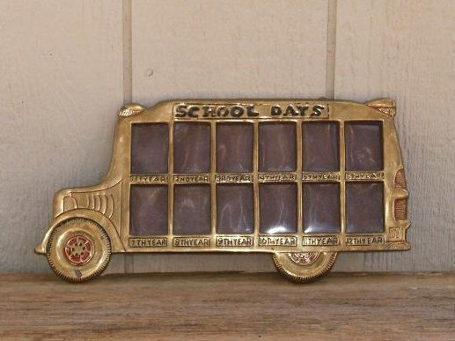 Old Brass School Bus Picture Frame Etsy