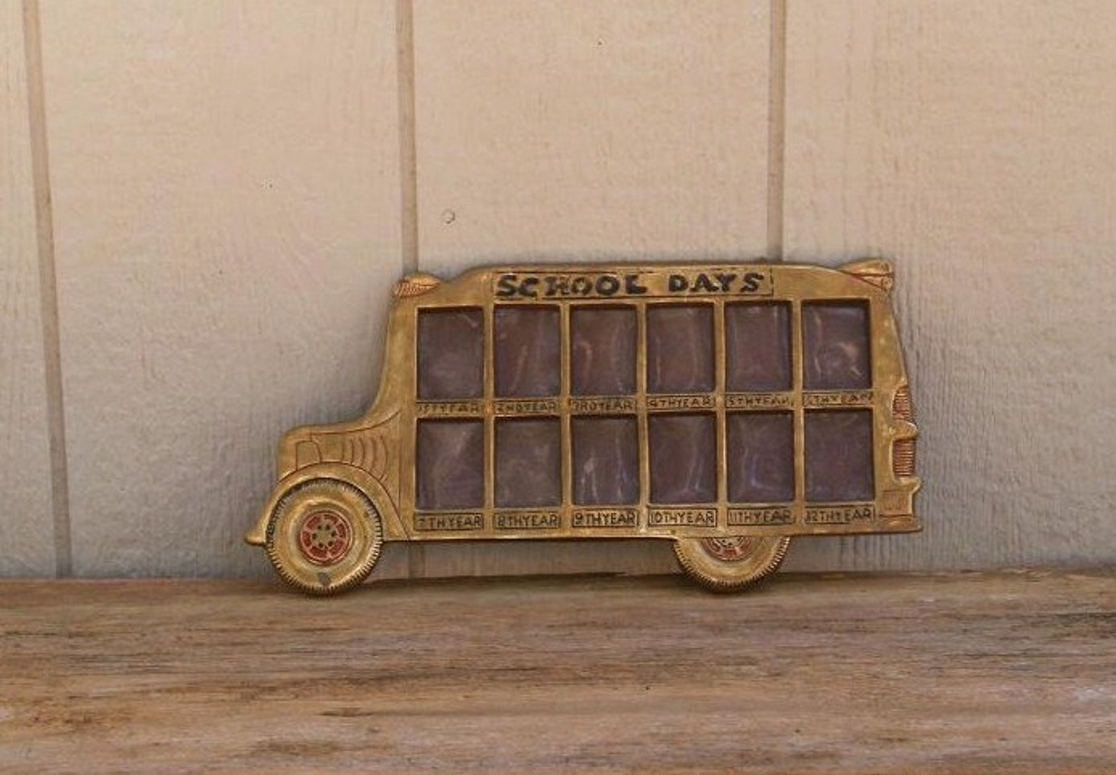 Old Brass School Bus Picture Frame Etsy