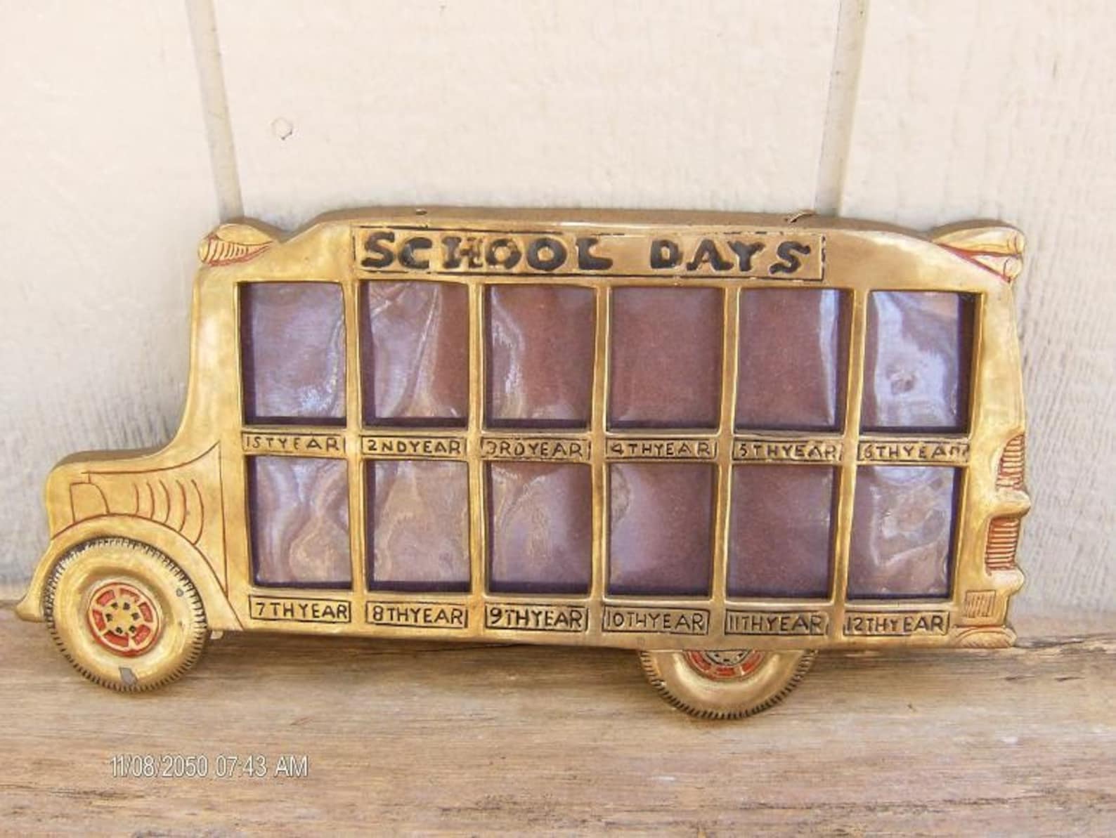 Old Brass School Bus Picture Frame Etsy