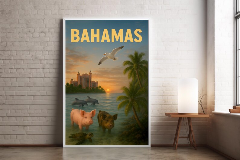 Exuma Poster Bahamas Travel Poster: Swimming Pigs, Atlantis Resort, Exuma Cays - Etsy