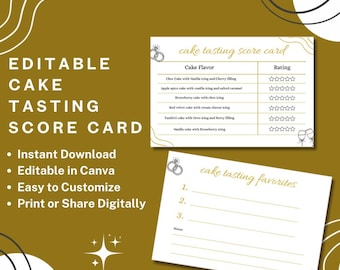 Bearbeitbare Kuchenverkostungs-Score-Karte | Druckbares Kuchenaroma-Bewertungsblatt | Bäckerei Verkostungsform | Canva Vorlage