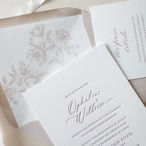 Letterpress Wedding Invitation Set | Invitation + Details Card | 3pc Wedding Invitation Set | Luxury Invitation