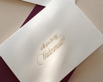 Bridesmaid Proposal Card - Will You Be My Bridesmaid Card | Bridesmaid Card | Bridal Party Card | Foil Bridesmaid Proposal | Burgundy