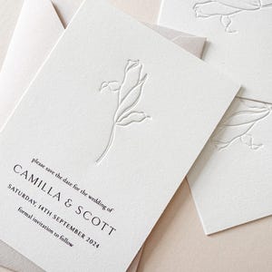 Letterpress Save The Date SAMPLE | Floral Save The Date | Luxury Invitation | Elegant Wedding | Timeless Invitation | Letterpress Wedding