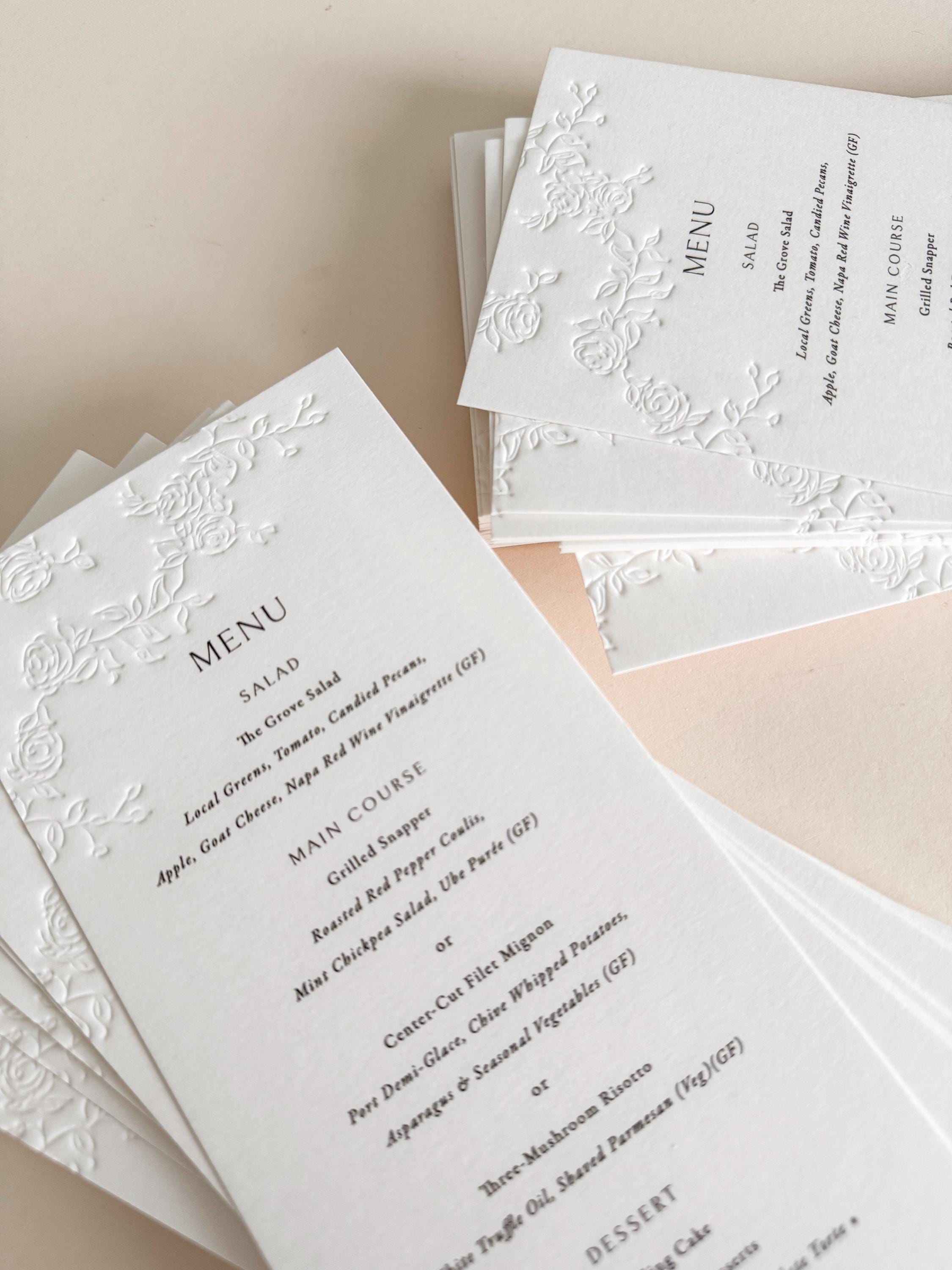 Floral Menu - Letterpress Menus for Weddings | Table Decor | Reception ...