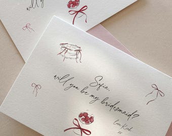 Illustrated Bridesmaid Proposal Card - Will You Be My Bridesmaid Card | Personalised Card | Bridal Party Card | Whimsical Bridesmaid Gift