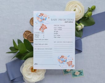 Tarjetas imprimibles con predicciones para baby shower