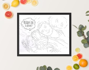 Custom Pencil / Pen Drawing, Custom Family Line Art Portrait, Personalized Gift For Family, Gift For Him, Gift for Birthday / Valentines