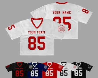 Camiseta corta de fútbol personalizada para mujer: camiseta deportiva de manga corta con nombre y número personalizados, ideal para el día del partido en verano.