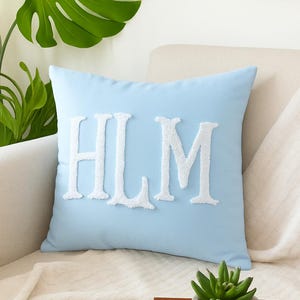 Personalized Monogram Pillow Cover, Custom Punch Needle Embroidered Initials, Unique Wedding or Anniversary Gift for Couples, New Home Gift