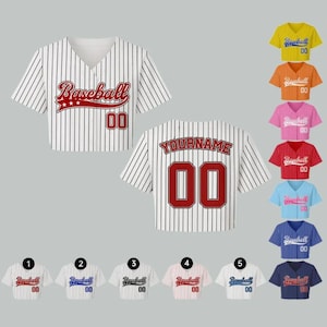 Custom Crop Baseball Jersey for Women, Personalized Cheerleading Shirt with Name & Number, Navel-Revealing Game Day Top, Game Day Gift